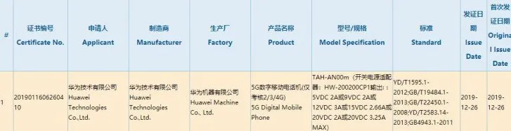 huawei mate xs certificazione