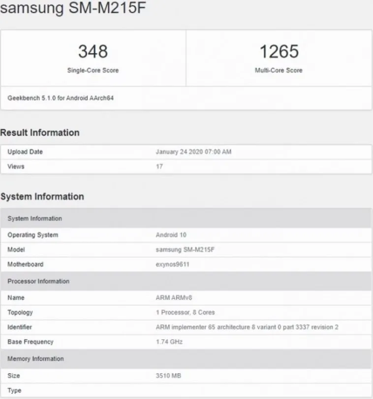 samsung galaxy m21 specs